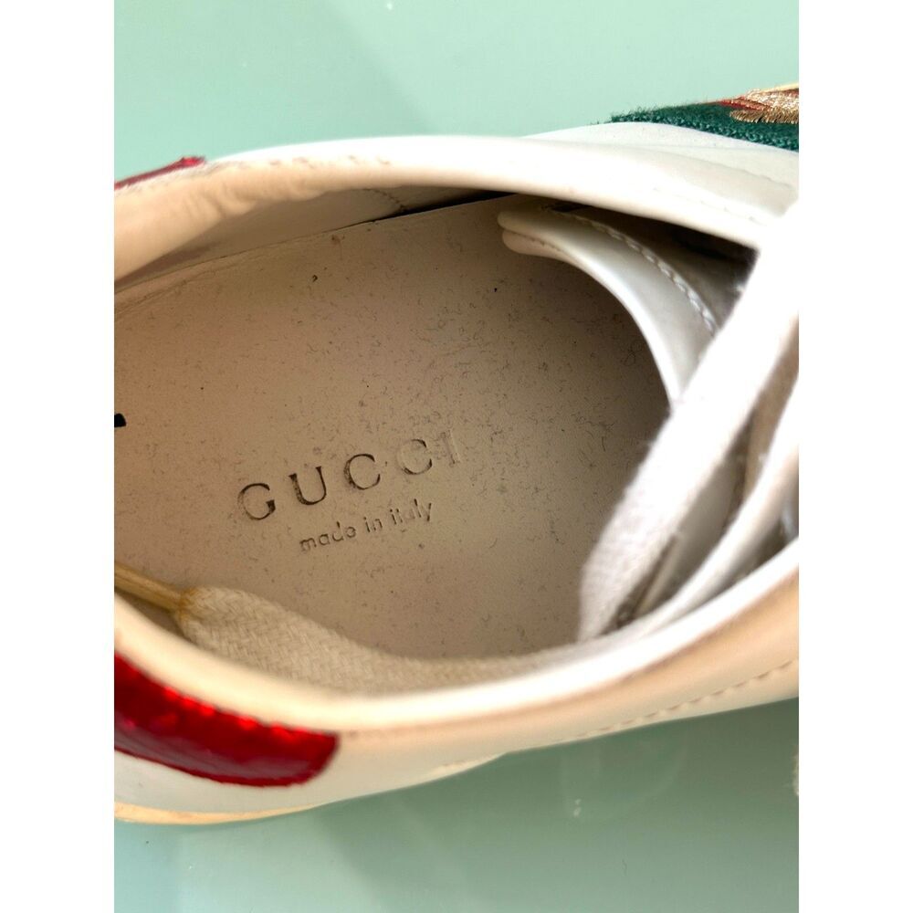 Authentic Gucci Ace Sneakers with Bee – White Leather – Size US 7.5 / EU 37.5 - Picture 5 of 11
